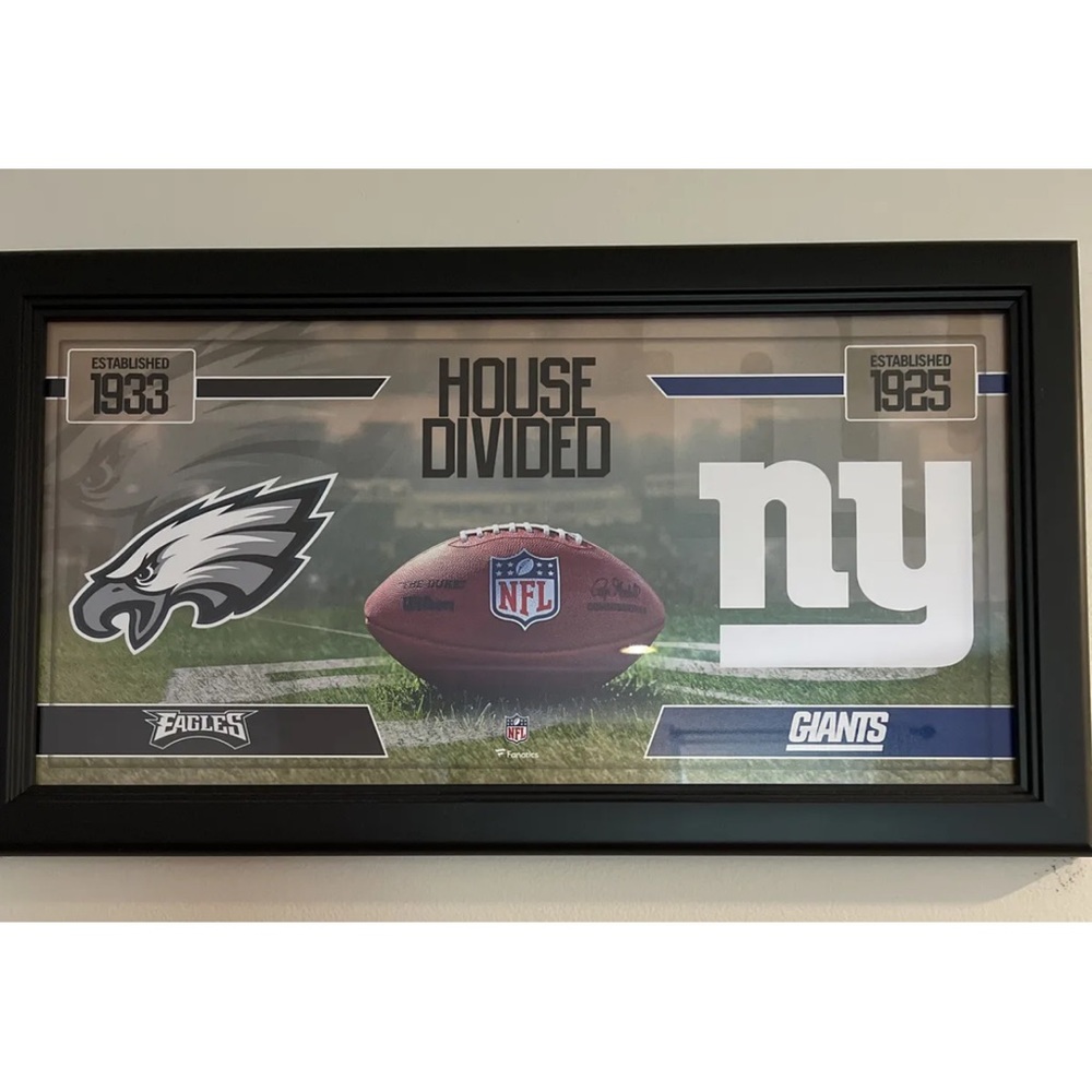 Philadelphia Eagles vs. NY Giants Frmd 10" x 20" House Divided Football Collage